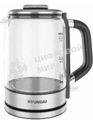 Чайник электрический Hyundai HYK-G5501 1.7 л, 2200 Вт, серебристый/черный