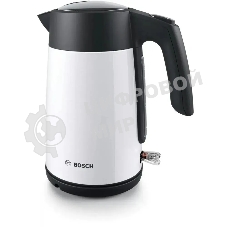 Чайник электрический Bosch TWK7L461, 1.7 л, 2400 Вт., нерж.сталь, покрытая эмалью, белый,шкала уровня воды