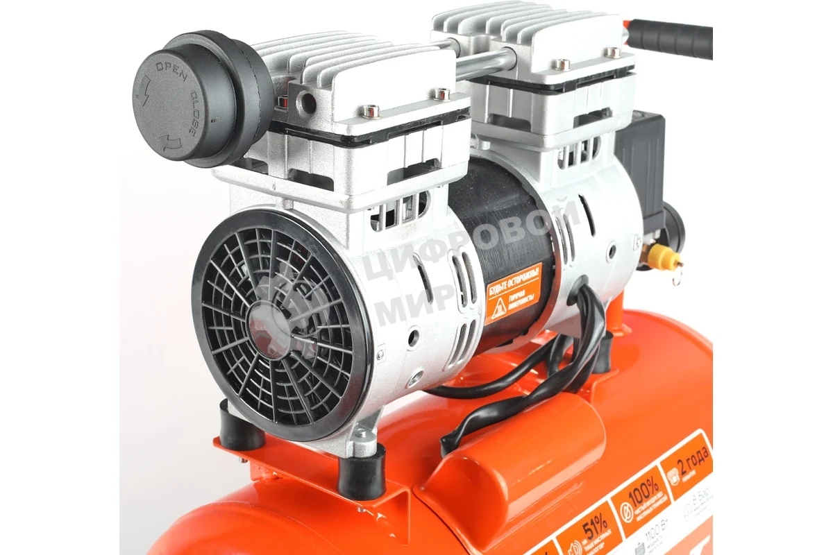 Компрессор Patriot WO 24-160 525306375 Безмасляный; Мощн. 1,1 кВт; Напр. 230В Об. двиг.: 2850 об/мин; Производительность: 160 л/мин; Объем ресивера: 24 л; Давление: 8 бар