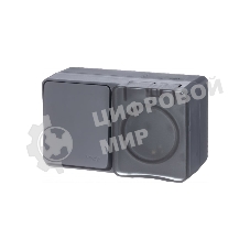 Блок ОП AtlasDesign Profi54 розетка 16А 250В с заземл. защ. шторки + 1-кл. выключатель 10А IP54 антрацит SchE