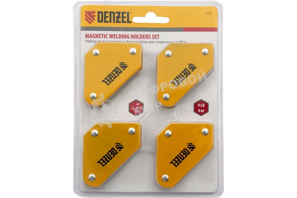 Набор из 4 магнитных фиксаторов для сварочных работ Denzel