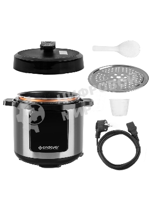 Скороварка-мультиварка электрическая Endever Vita-133 черный/стальной, 1200 Вт, 6 л, 12 авторежимов работы, книга рецептов, 2 шт/уп.