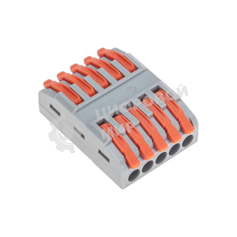 Клемма Rexant СМК 222-425 проходная 5 полюсов (0,08-4 мм²), серый (30 шт/уп)