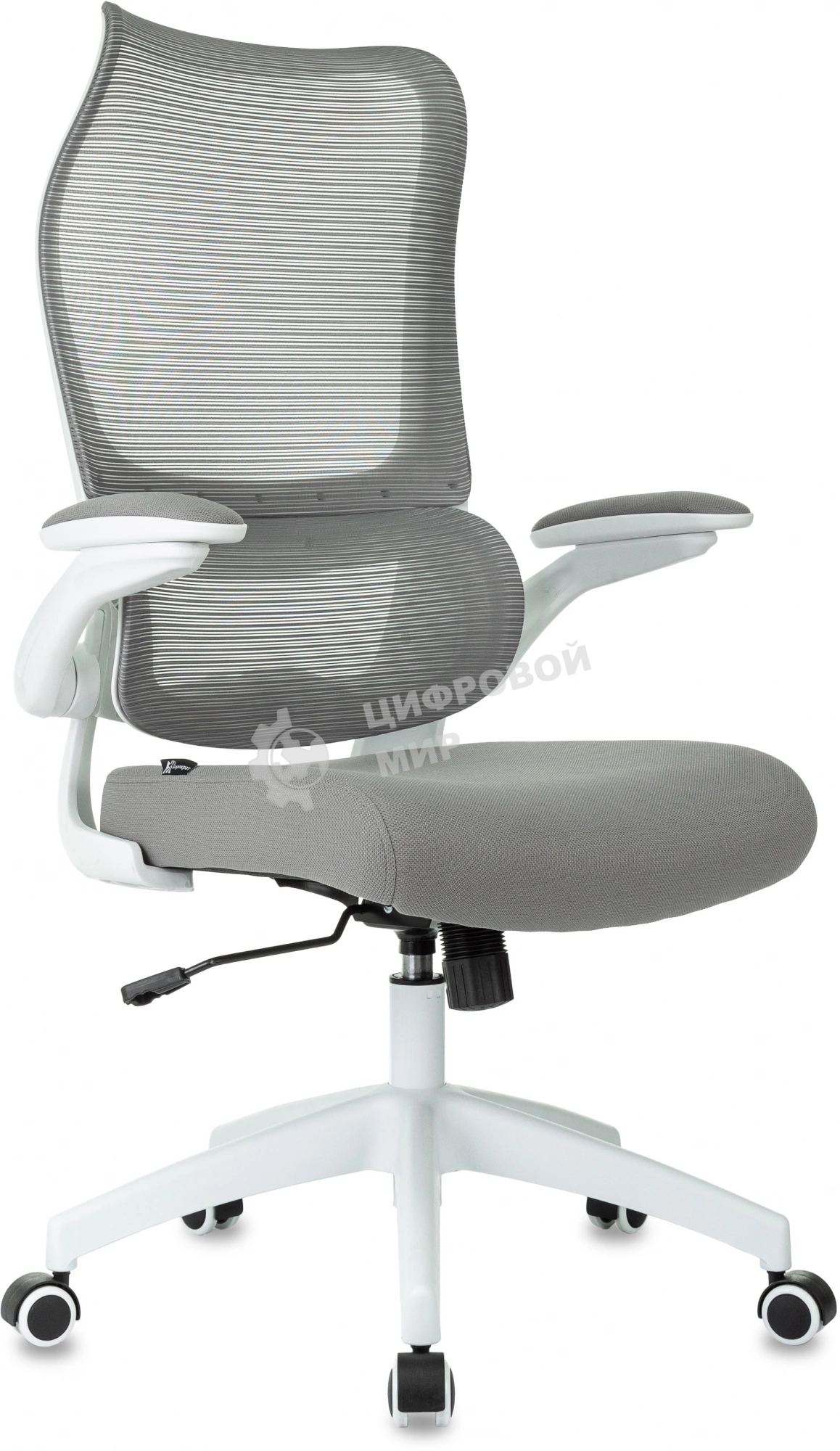 Кресло руководителя Бюрократ Sigma WH 1 серый, сетка/ткань, крестов. пластик, пластик белый