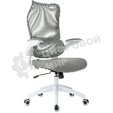 Кресло руководителя Бюрократ Sigma WH 1 серый, сетка/ткань, крестов. пластик, пластик белый