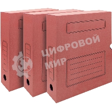 Короб архивный Silwerhof 1914765 микрогофрокартон корешок 75мм, A4 красный (упаковка: 3шт)