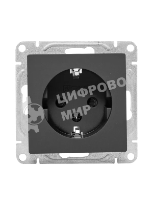 Механизм розетки EKF UP1-SOB-111 16А, с заземлением, со шторками, черный Эпика