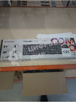 (Поврежденная упаковка) Комплект кл-ра+мышь провод. DEFENDER Triumph C-991 черный (USB, 104 кл., 1600dpi) (45991)