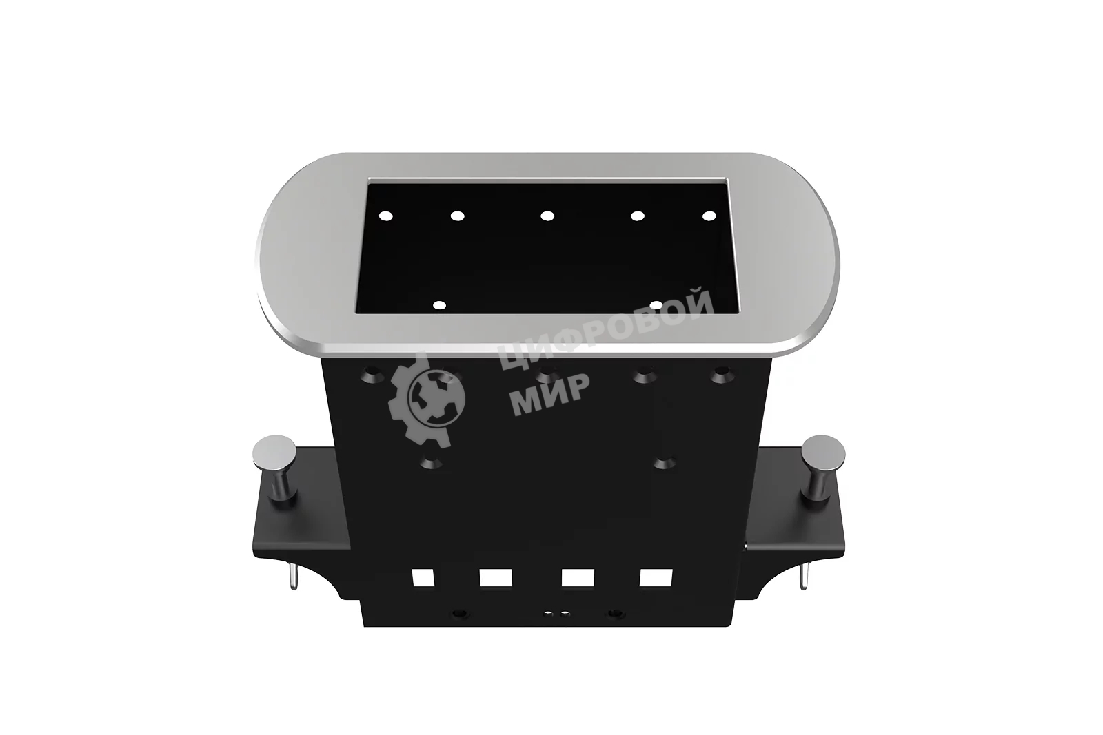 Прямоугольный металлический корпус Wize Pro WRTS-M-4BOX-S серия M, для модульной системы врезного лючка в стол без крышки для установки до 4 модулей-вставок серии М, серебристый