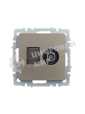 Розетка телевизионная двойная TV+RJ45 IEK Brite РТВ/РК12-БрШ (BR-AK20-1-K37) кат.5E шампань