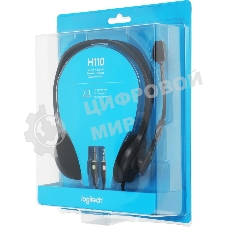 Гарнитура Logitech H110 серебристый, проводная, 3.5 мм