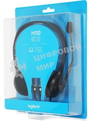 Гарнитура Logitech H110 серебристый, проводная, 3.5 мм
