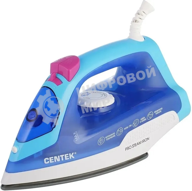 Утюг Centek CT-2348 синий/белый, 1600 Вт, 20 г/мин, 80 г/мин, 200 мл