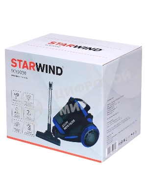 Пылесос Starwind SCV2030 синий/черный, 350/2000 Вт, уборка сухая, пылесборник контейнер 2 л