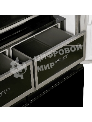 Холодильник Maunfeld MFF183NFBE черный трехкамерный 270/135л морозилка снизу, NoFrost, Side by Side