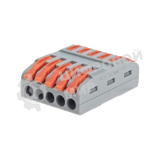 Клемма Rexant СМК 222-425 проходная 5 полюсов (0,08-4 мм²), серый (30 шт/уп)