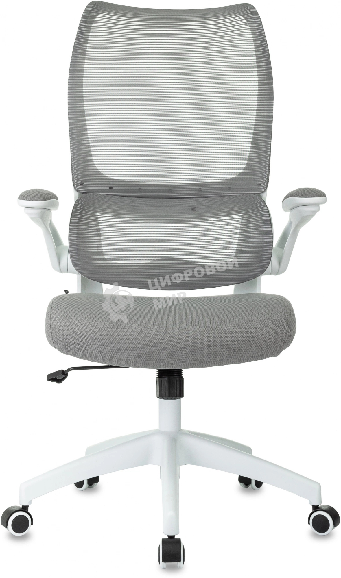 Кресло руководителя Бюрократ Sigma WH 1 серый, сетка/ткань, крестов. пластик, пластик белый