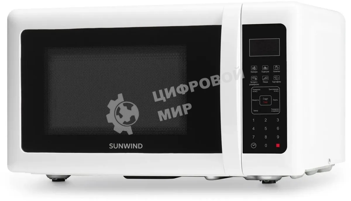 Микроволновая печь SunWind SUN-MW005 белый, 20 л, 700 Вт, переключатели - сенсор