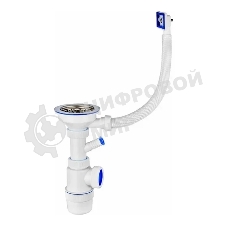 Сифон ЭЛИТ с нержавеющей чашкой D114 мм отводом для стиральной или посудомоечной машины и с переливом 3'1/2 - D40