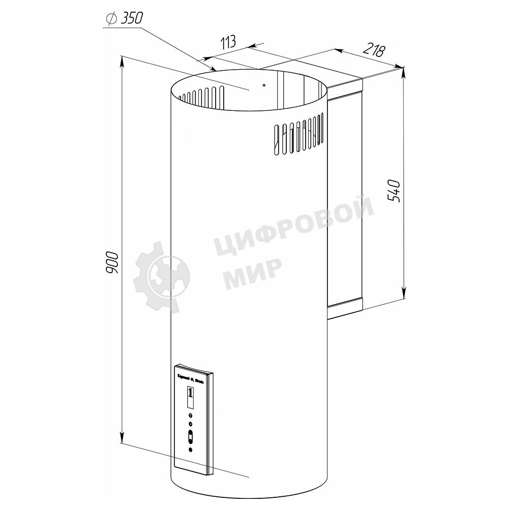 Вытяжка каминная Zigmund & Shtain K 146.4 W белый, 35 см, 1100 куб. м/ч, 60 дБ
