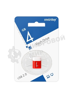 Флешка USB Smartbuy LARA Red (SB4GbLara-R), 4Gb, USB 2.0, R/W 15/5, красный/белый