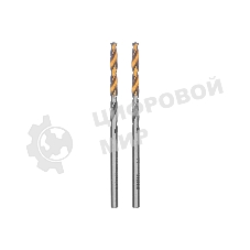 Сверло спиральное по металлу Denzel 3,2 x 65мм, Р6М5, Golden Tip, многогранная заточка, 2 шт.