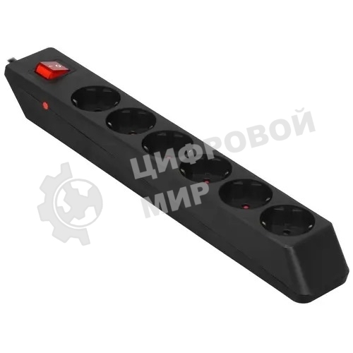 Сетевой фильтр Sven Optima 3,0 м (6 розеток с защитными шторками) черный, цветная коробка