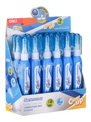 Ручка корректор Deli EH10590 голубой, корпус белый 3мл, дисплей картонный