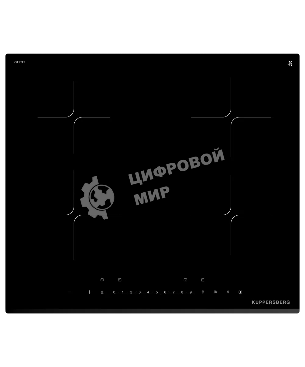 Варочная панель Kuppersberg/ Варочная панель Kuppersberg, индукция, High-Tech, 9 уровней мощности, inverter, таймер, пауза, Booster, автоматическое отключение, слайдерное управление, поддержание тепла, черный