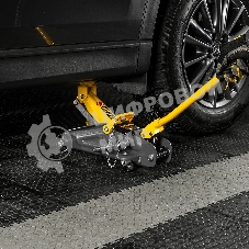 Домкрат гидравлический подкатной с фиксатором Denzel 2 т, 130-330 мм, в кейсе