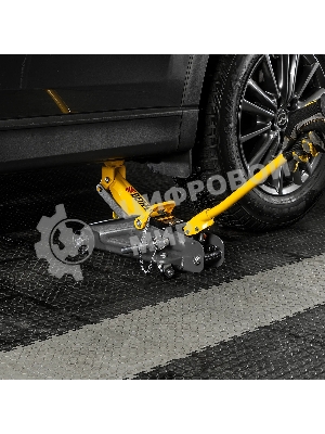 Домкрат гидравлический подкатной с фиксатором Denzel 2 т, 130-330 мм, в кейсе