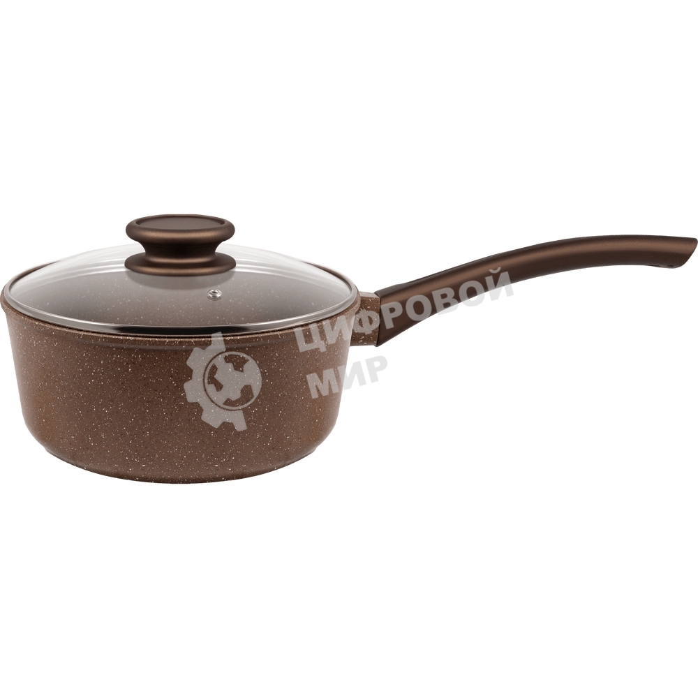 Ковш Maunfeld Carmel MF18CRM01SP из литого алюминия со стеклянной крышкой, 18 см, 1,6 л