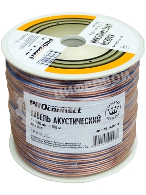 Кабель акустический PROconnect 2х0.50 кв.мм, прозрачный BLUELINE, 100 м