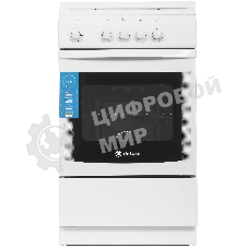 Плита газовая DeLuxe 506040.05 г (крышка) белый, конфорок 4 шт, духовка 54 л, 50 см x 85 см x 60 см