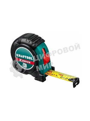 Рулетка KRAFTOOL X-Drive 3м/19мм с ударостойким обрезиненным корпусом