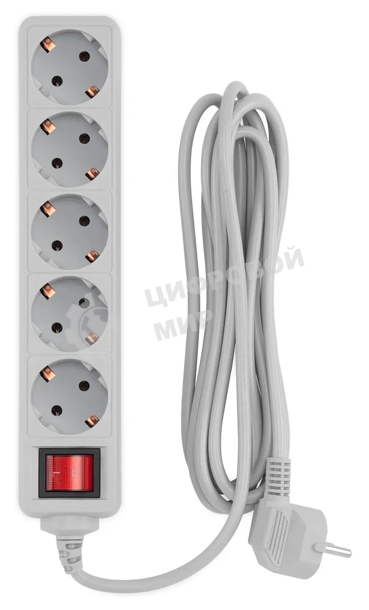 Сетевой фильтр PC Pet AP01006-3-GR 3 м, 5 розеток, серый