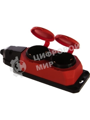 Колодка каучуковая ЭРА с/з 2 гн 16A IP44 красная (12/120/720)