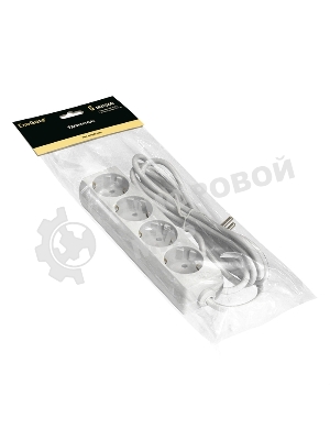 Удлинитель ExeGate ECE-4-5W (EX285818RUS), белый, 5 м, евровилка с заземлением, 4 евророзетки с заземлением, 2200 Вт