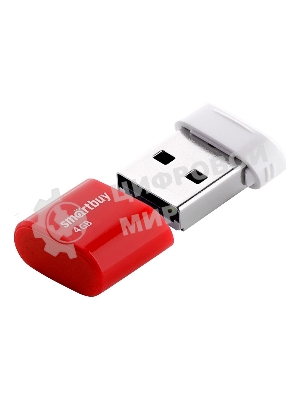 Флешка USB Smartbuy LARA Red (SB4GbLara-R), 4Gb, USB 2.0, R/W 15/5, красный/белый