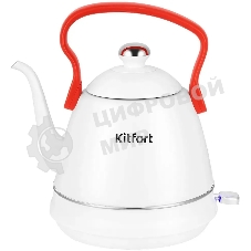 Чайник электрический Kitfort КТ-6793 1л. 1500Вт белый/красный корпус: металл