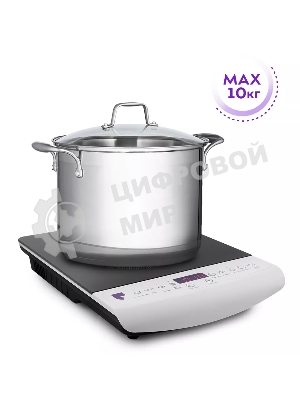 Плита настольная электрическая Kitfort КТ-101 белый/черный, стеклокерамика