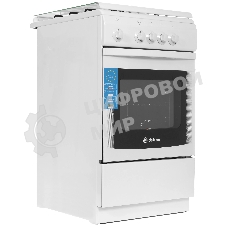 Плита газовая DeLuxe 506040.05 г (крышка) белый, конфорок 4 шт, духовка 54 л, 50 см x 85 см x 60 см