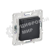 Розетка 1-м IEK SKANDY SK-R11G 16А IP44 с заземл. защ. штроки с крышкой графит SK-R16-16-44-K53