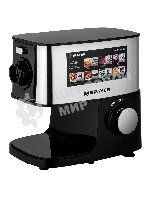 Мясорубка электрическая BRAYER BR1610 черный, 2000 Вт, 2.0 кг/мин, реверс, защита от перегрузки, металлический лоток, насадки - 6