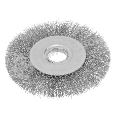 Щетка для УШМ Denzel 125 мм, плоская, витая нержавеющая проволока 0,3 мм, посадка 22,2 мм
