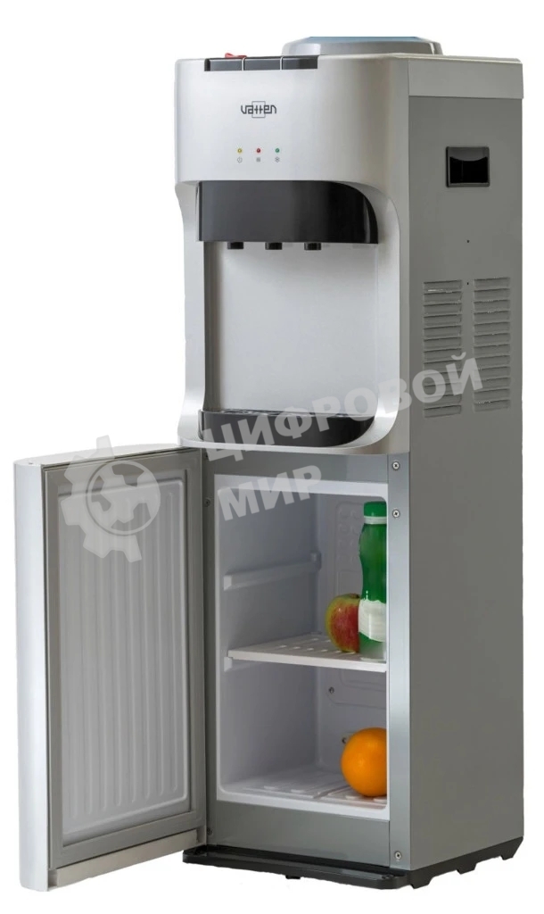 Кулер для воды Vatten V45SKB, верхняя загрузка, нагрев 90 °С, охлаждение 10 °С, серебристый/черный