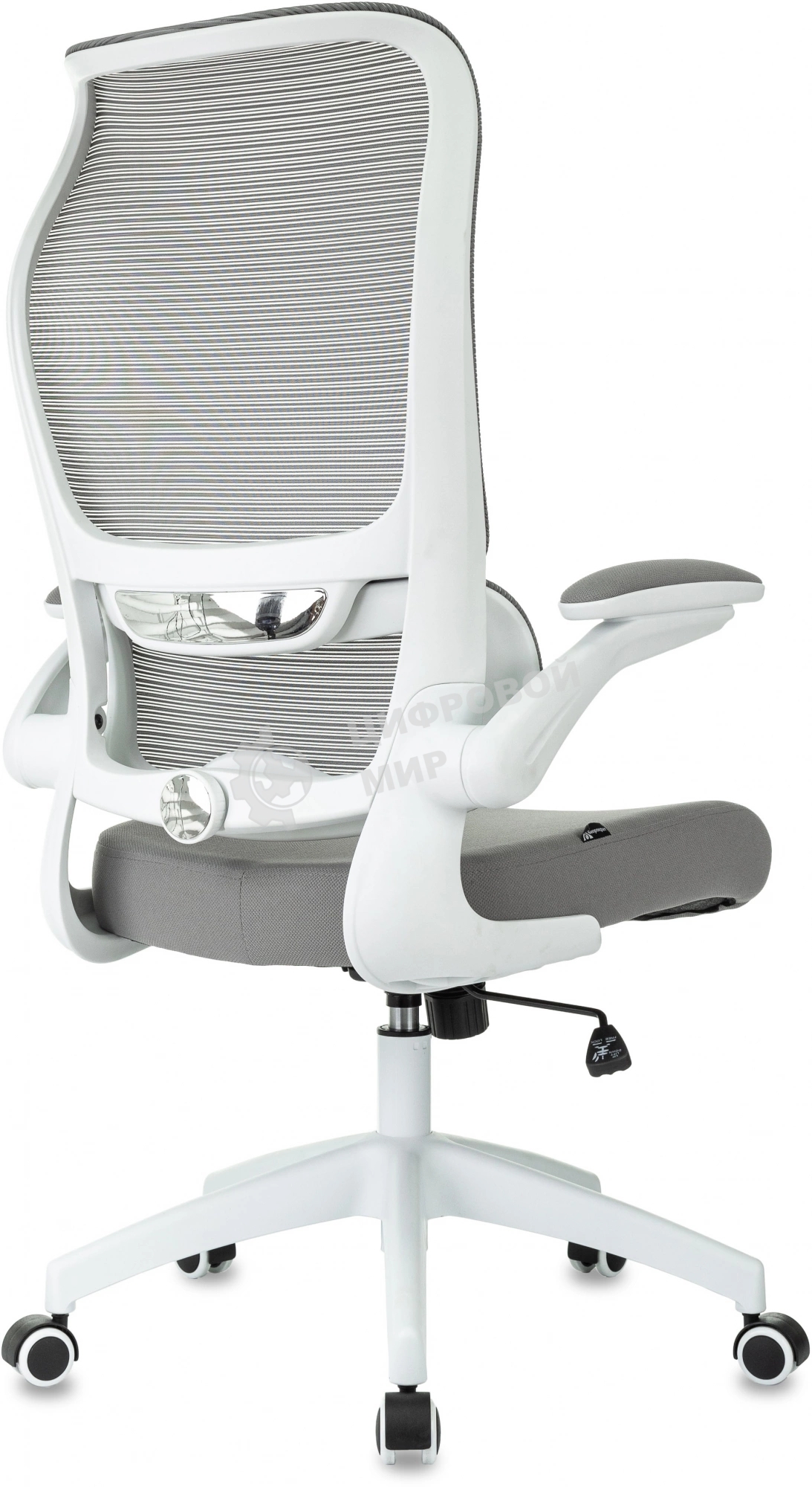 Кресло руководителя Бюрократ Sigma WH 1 серый, сетка/ткань, крестов. пластик, пластик белый