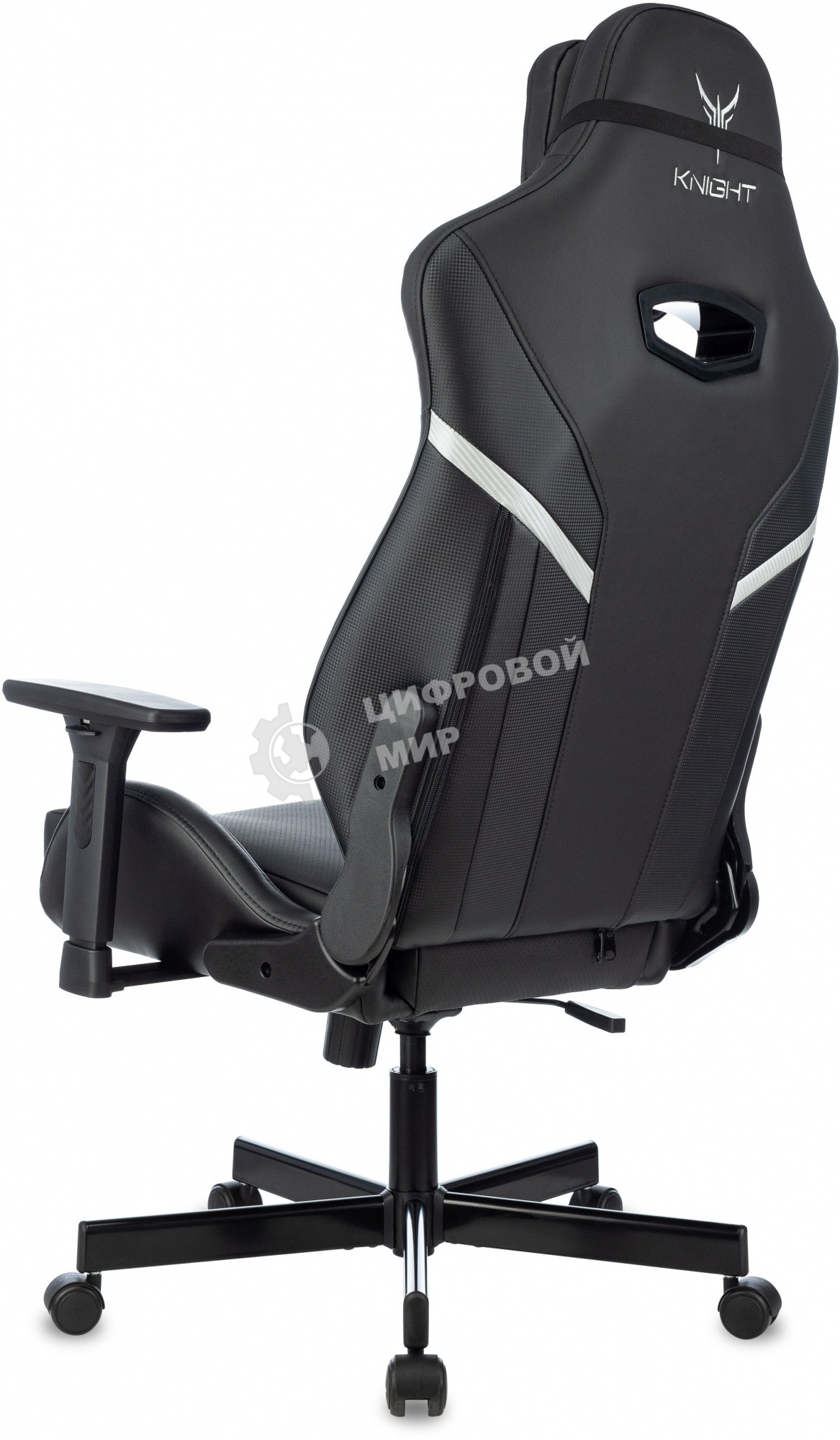 Кресло игровое Knight Thunder 5X черный эко.кожа крестов. металл