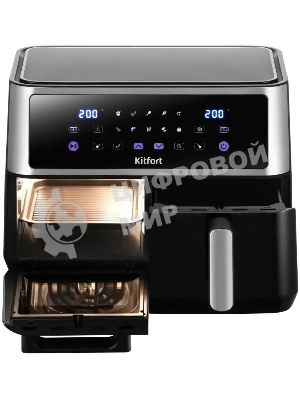 Аэрогриль Kitfort КТ-2256 черный, 2850 Вт, 11 л, сенсор, 10 программ