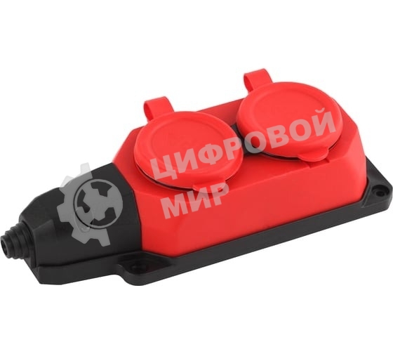 Колодка каучуковая ЭРА с/з 2 гн 16A IP44 красная (12/120/720)